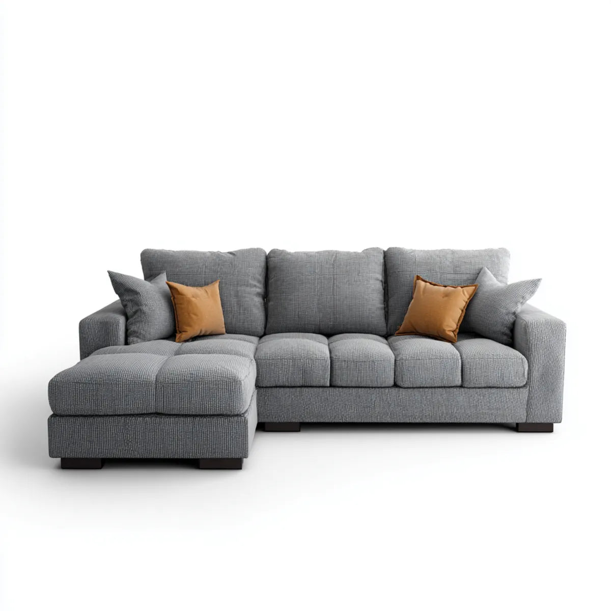 Canapé d’angle gauche 4 places gris en polyester forme L 285 x 165 x 88 cm