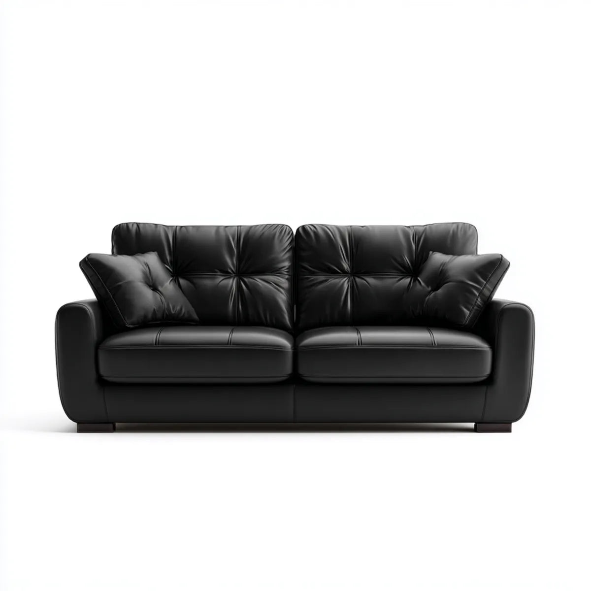 Canapé 2 places noir en cuir synthétique PU capitonné 170 x 90 x 88 cm