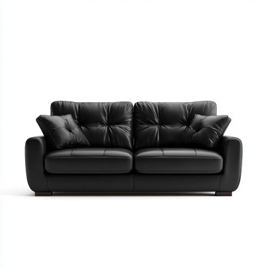 Canapé 2 places noir en cuir synthétique PU capitonné 170 x 90 x 88 cm