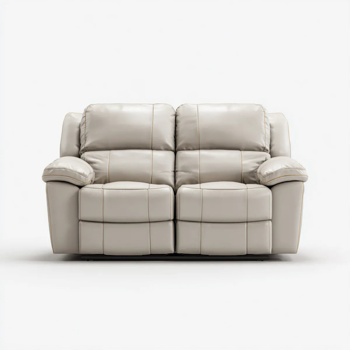 Canapé relax 2 places beige en cuir PU avec repose-pieds 160 x 95 x 102 cm