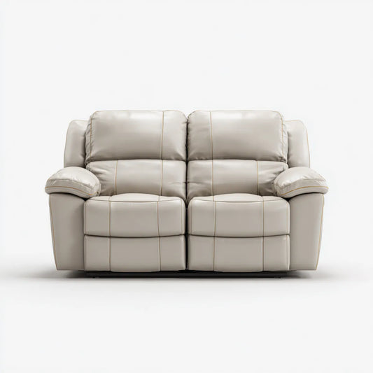 Canapé relax 2 places beige en cuir PU avec repose-pieds 160 x 95 x 102 cm